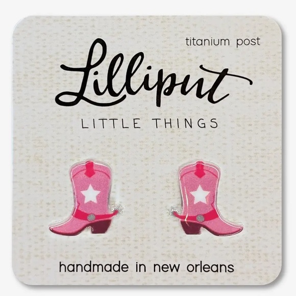 Lillipint Jewelry - Pink Cowgirl Boot Earrings